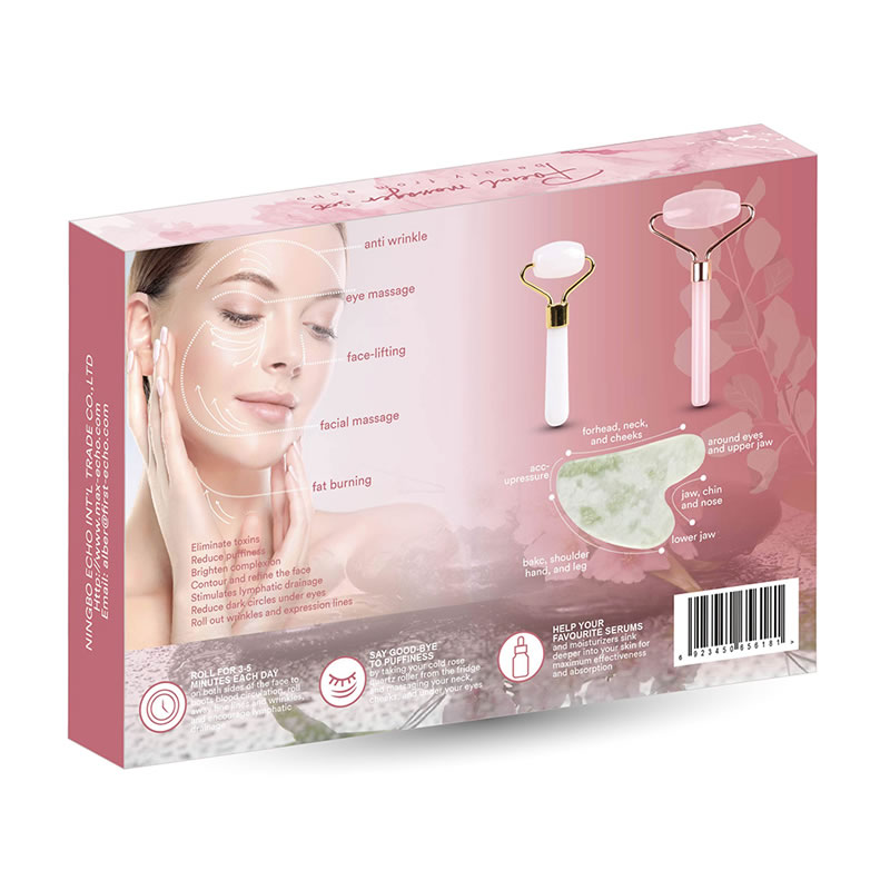 Rose Quartz Facial Massage Roller Set-1
