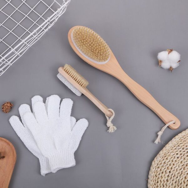 Double-Sided Dry Bath Brush Nylon Glove Gift Bath Set